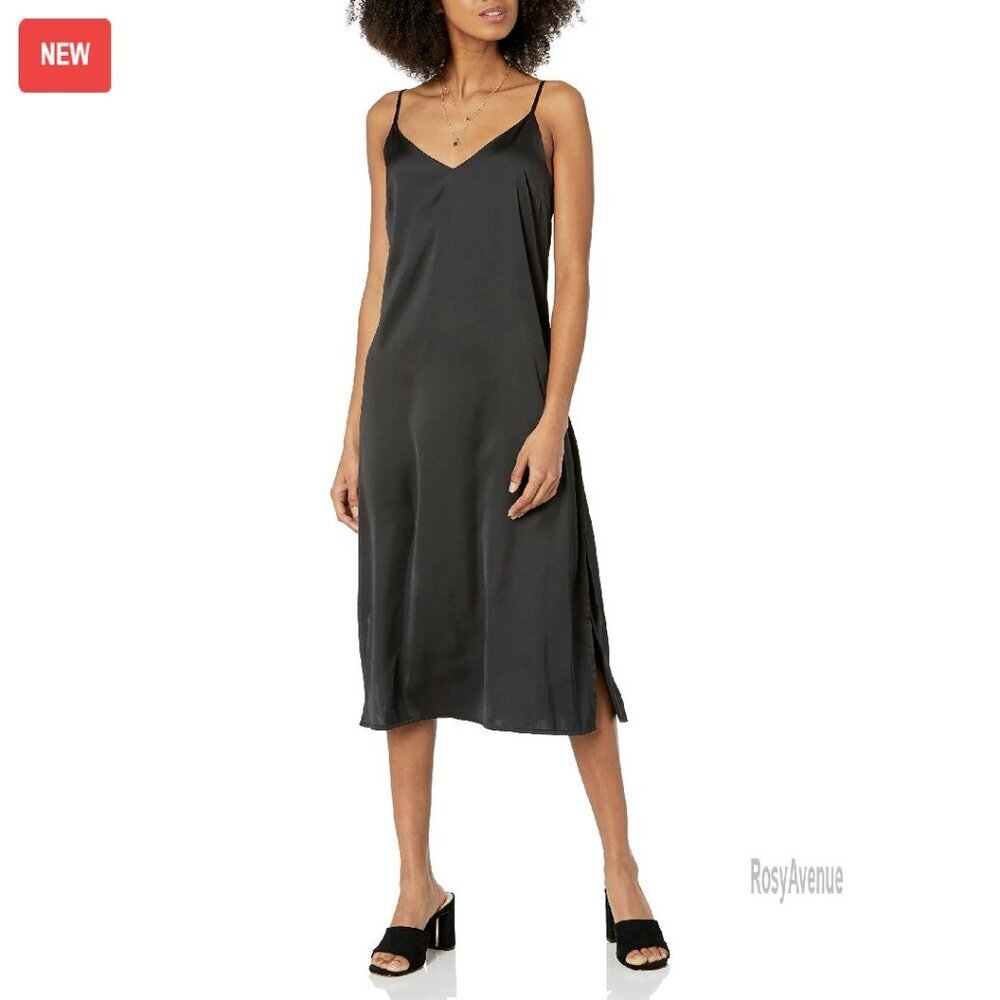 Silky Midi Dress with Adjustable Straps and Side Slits
